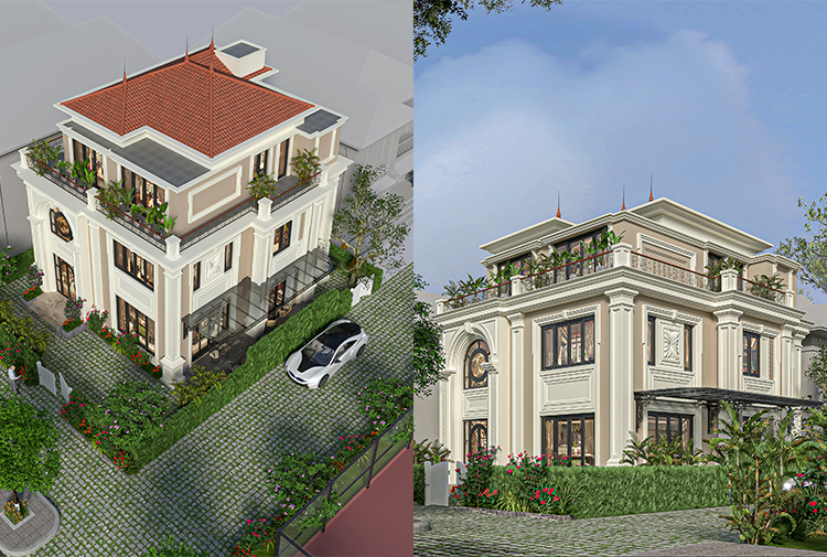 Thiết kế biệt thự 3 tầng tân cổ điển tại KĐT Splendora An Khánh KT25882 - BetaViet