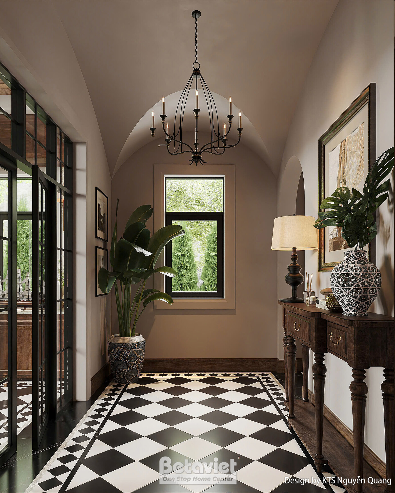 Nội thất hành lang biệt thự hiện đại luxury NT25877 – góc nhìn tổng thể