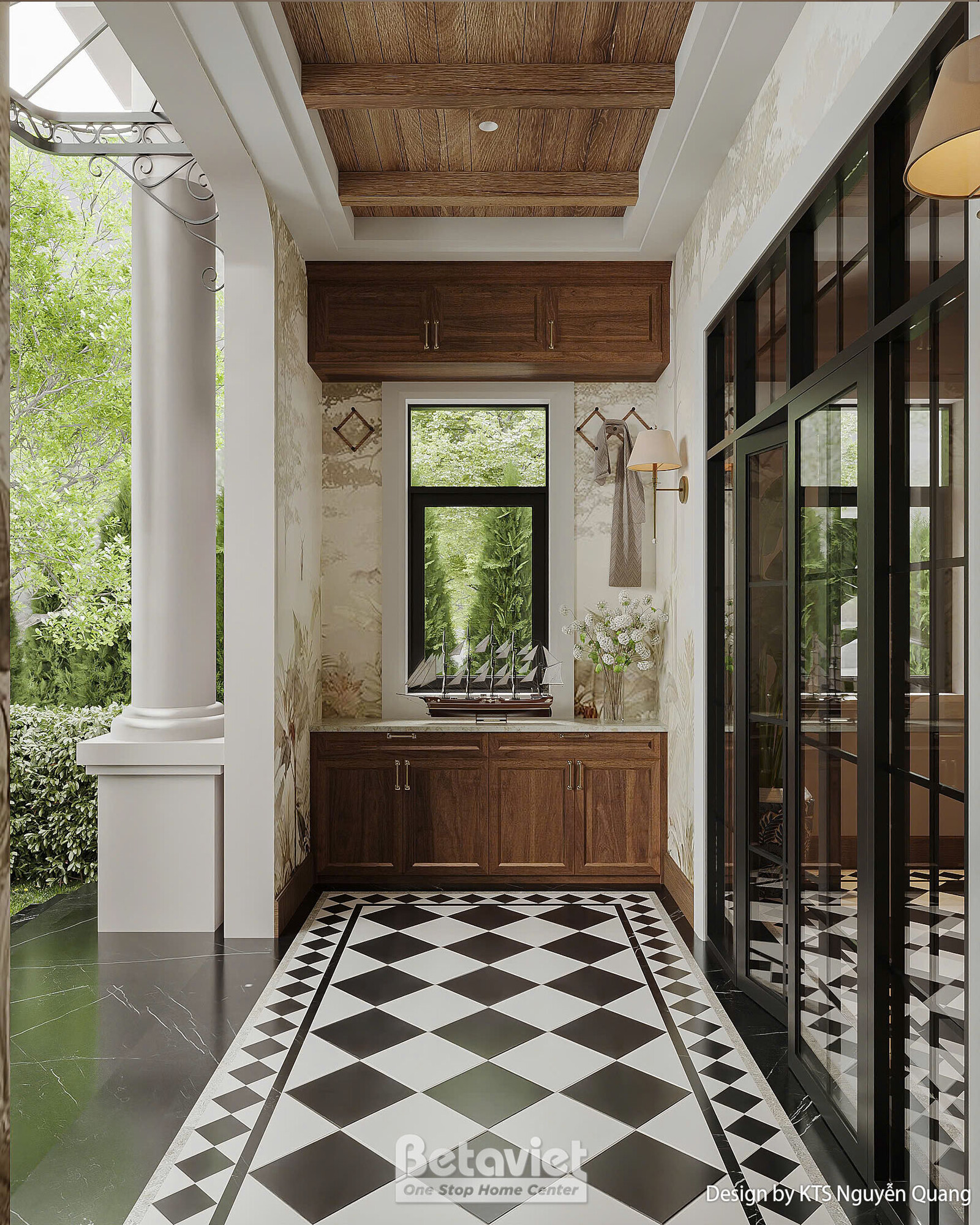 Nội thất hành lang biệt thự hiện đại luxury NT25877 – góc nhìn 2