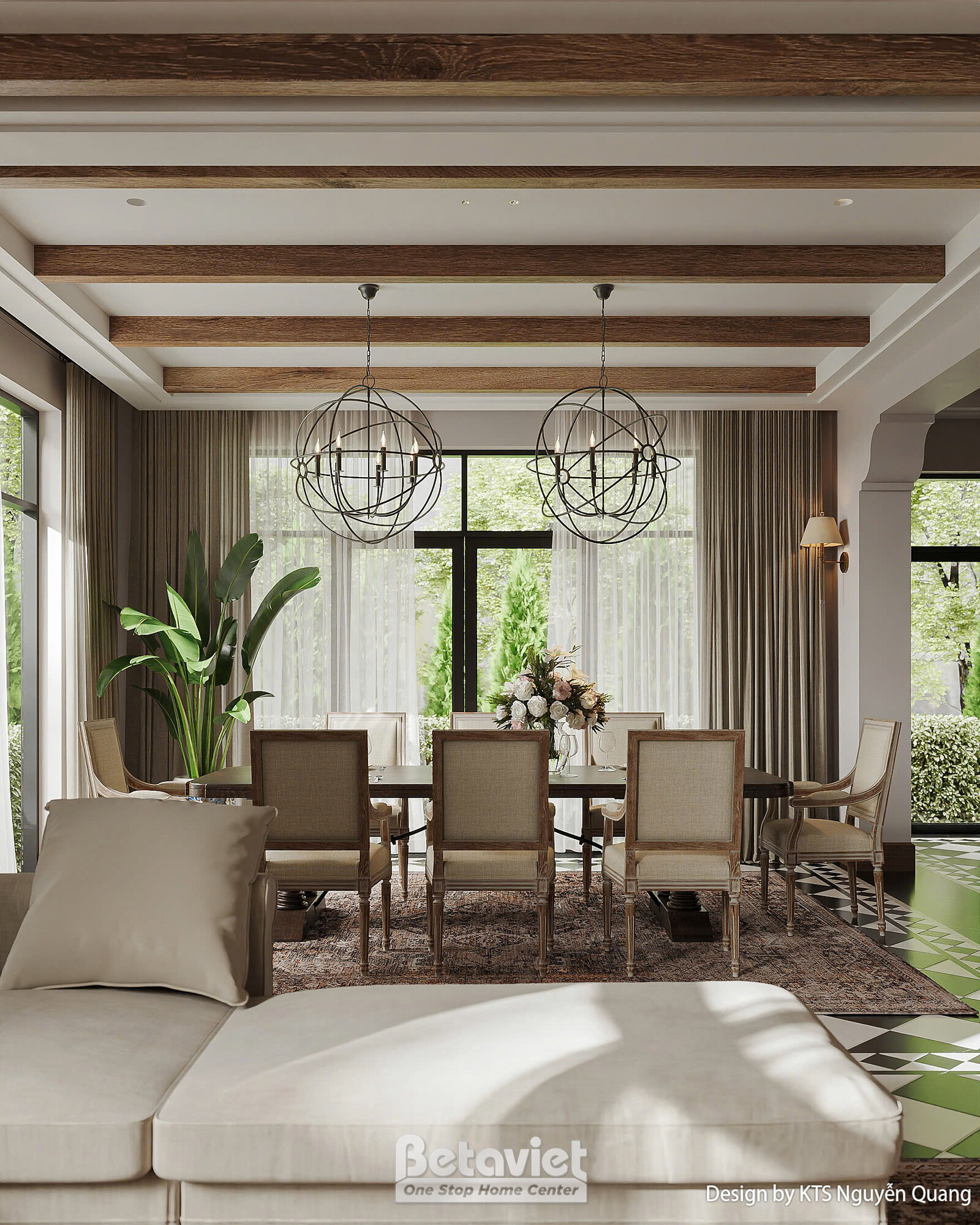 Nội thất phòng ăn biệt thự hiện đại luxury NT25877 – góc nhìn 3