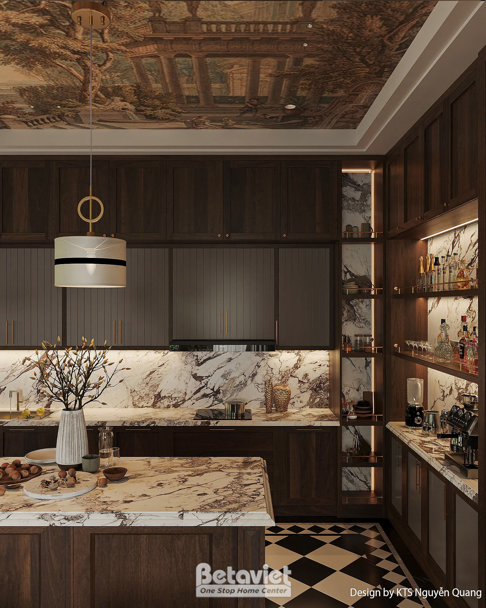 Nội thất phòng bếp biệt thự hiện đại luxury NT25877 – góc nhìn 3