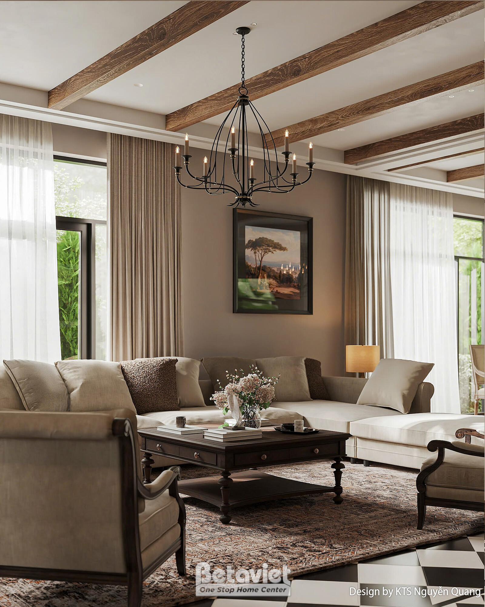Nội thất phòng khách biệt thự hiện đại luxury NT25877 – góc nhìn 4