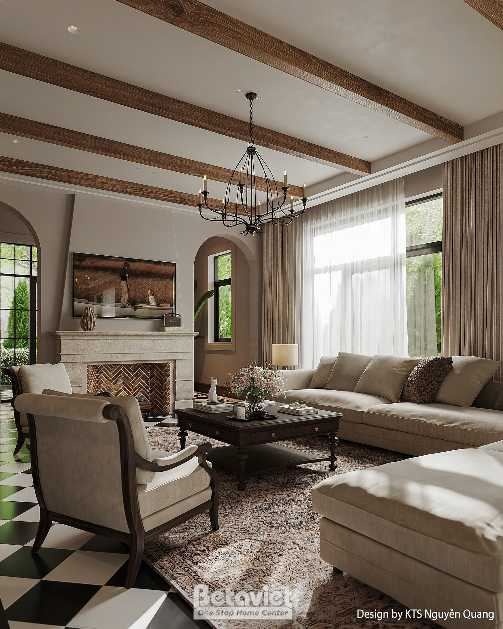 Nội thất phòng khách biệt thự hiện đại luxury NT25877 – góc nhìn 3