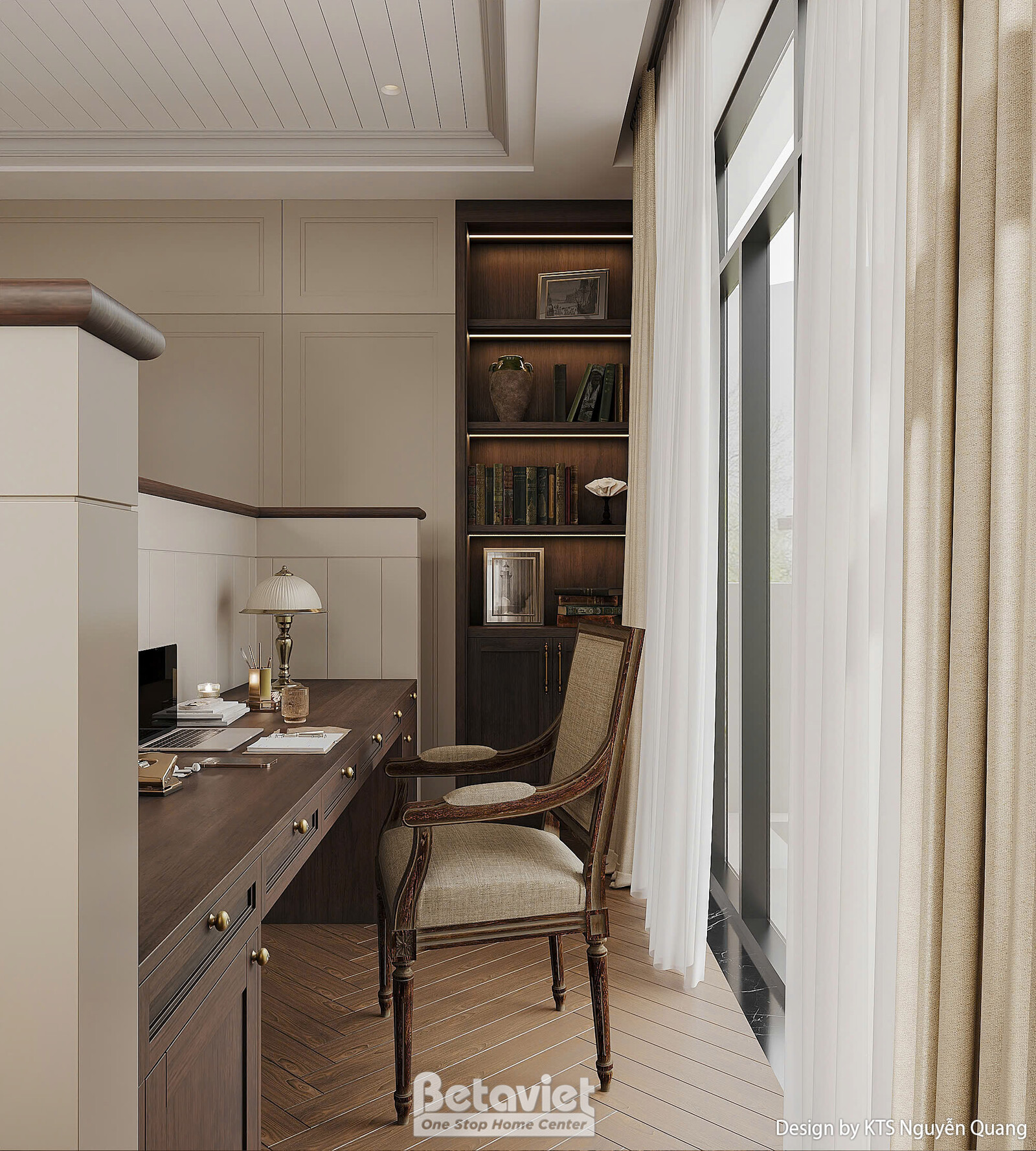 Nội thất phòng làm việc - học tập biệt thự hiện đại luxury NT25877 – góc nhìn 3