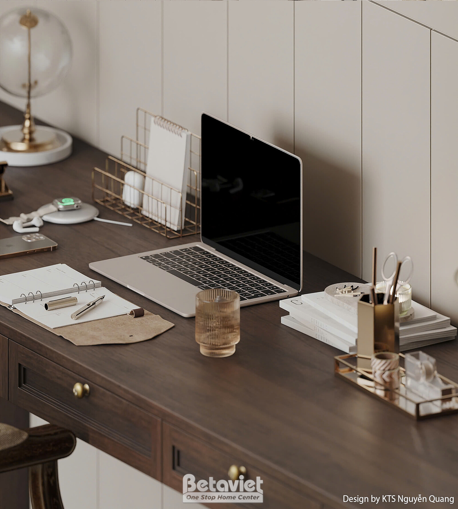 Nội thất phòng làm việc - học tập biệt thự hiện đại luxury NT25877 – góc nhìn tổng thể