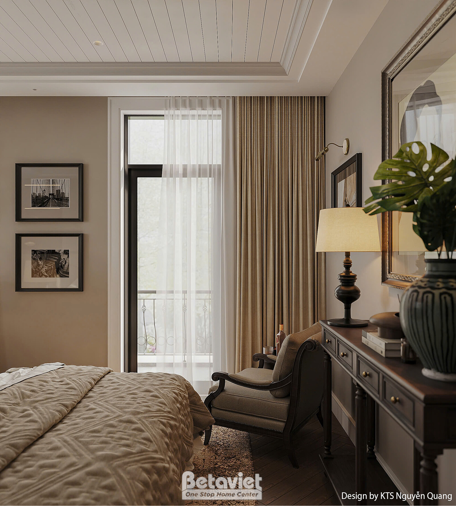 Nội thất phòng ngủ biệt thự hiện đại luxury NT25877 – góc nhìn 3