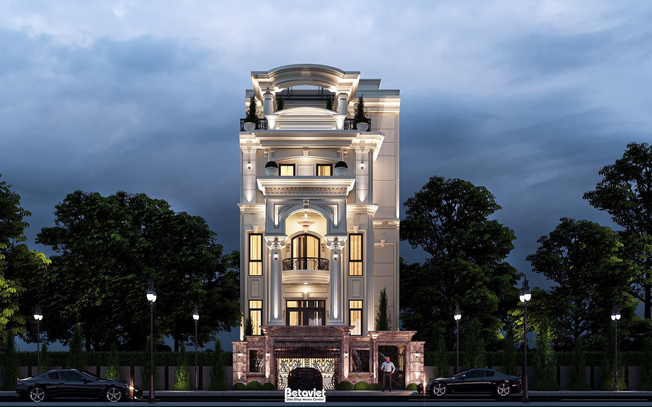 Mẫu thiết kế biệt thự 5 tầng phong cách tân cổ điển tại Hà Nội KT2009416 — Betaviet