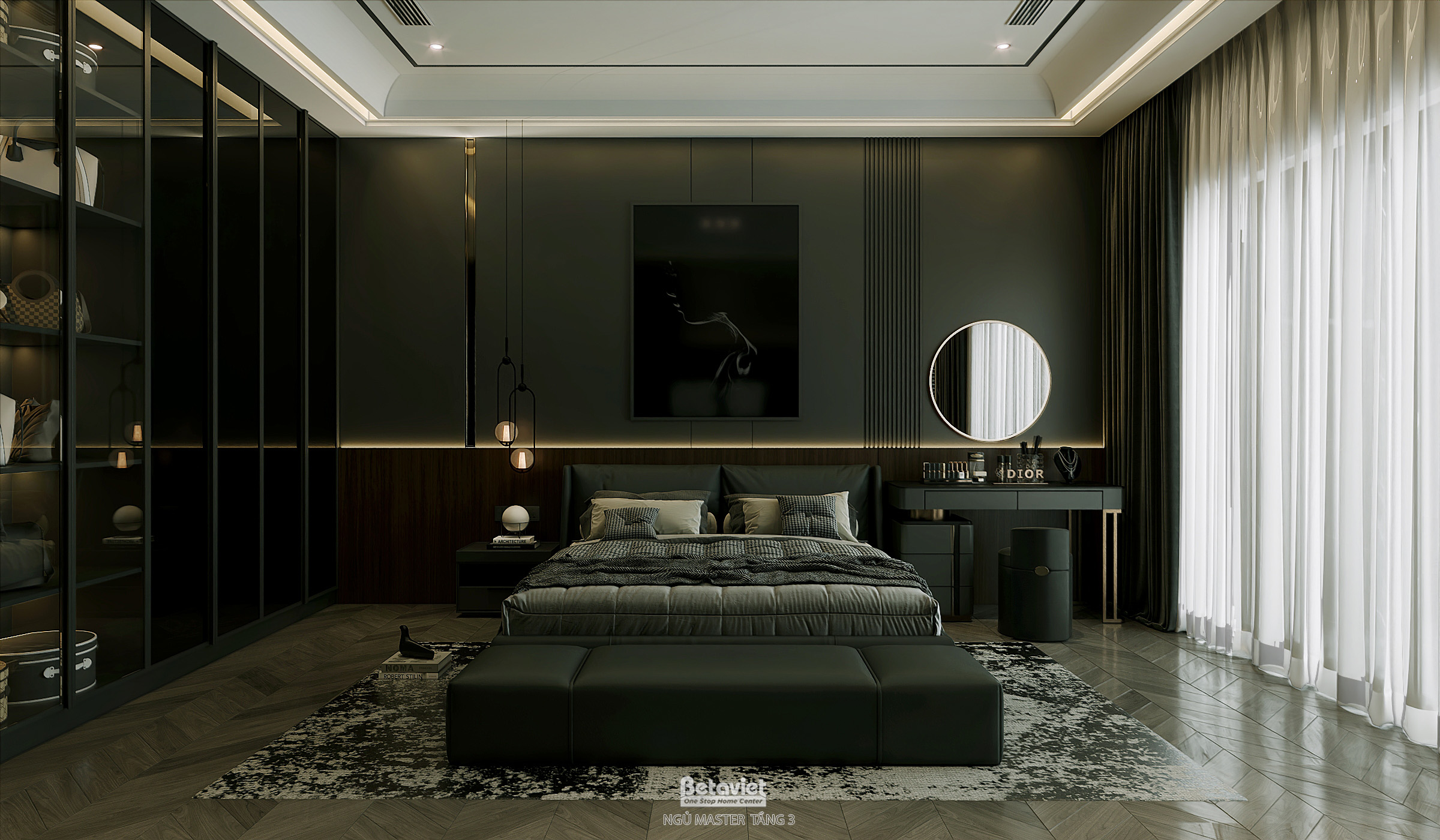 Mẫu thiết kế nội thất phòng ngủ Master hiện đại biệt thự NT2009132