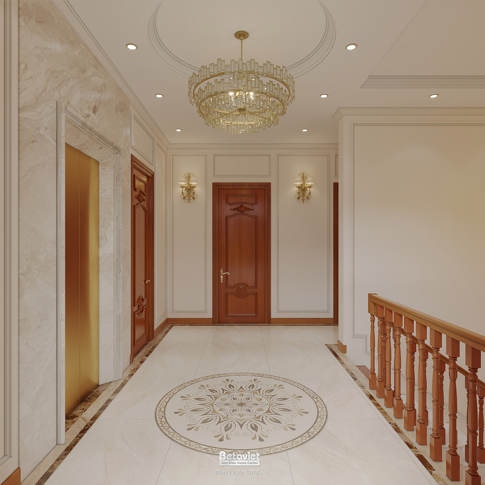 Nội thất hành lang biệt thự tân cổ điển KT2009134 – góc nhìn 4