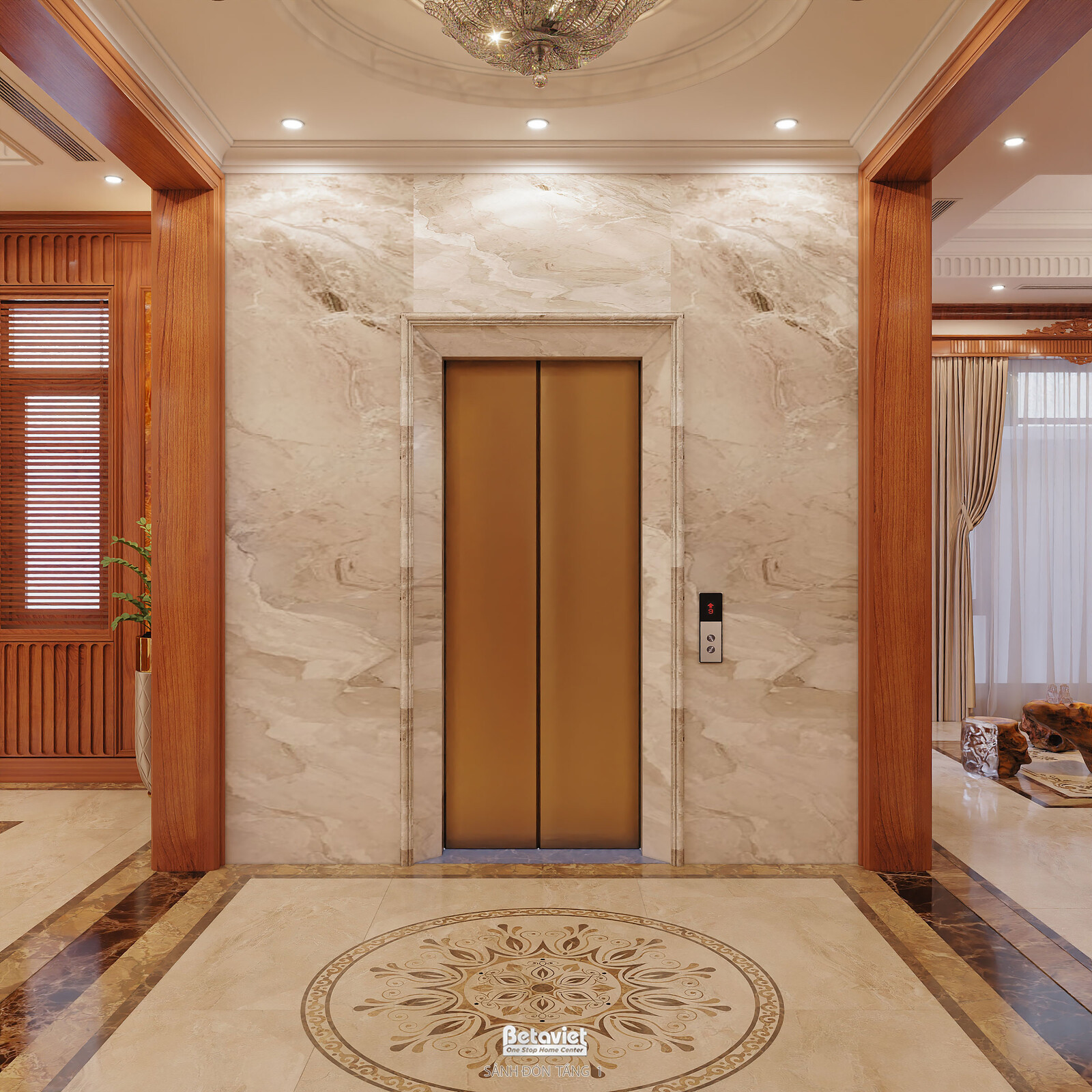 Nội thất hành lang biệt thự tân cổ điển KT2009134 – góc nhìn 7