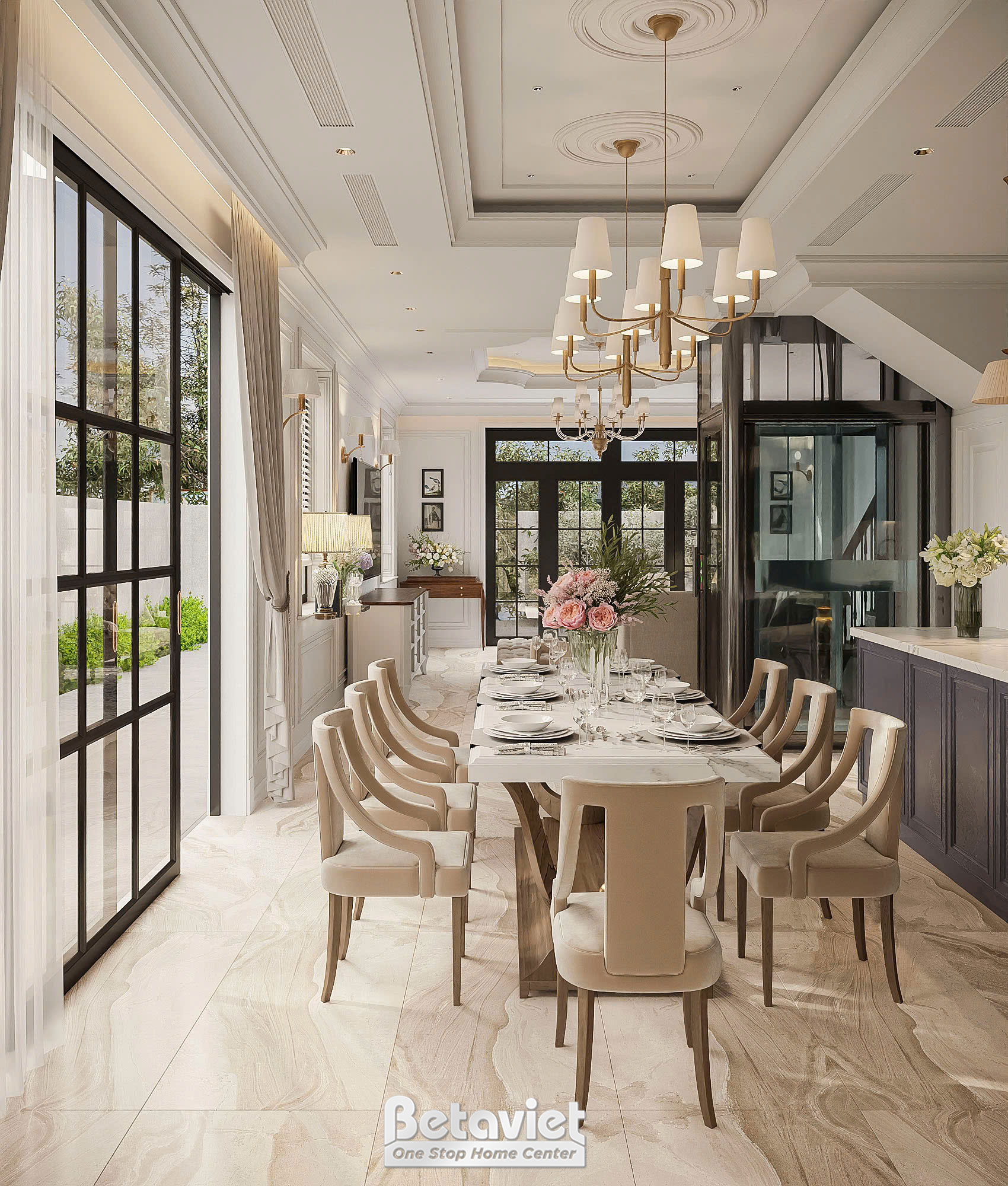 Thiết kế nội thất phòng bếp ăn biệt thự hiện đại NT2009437