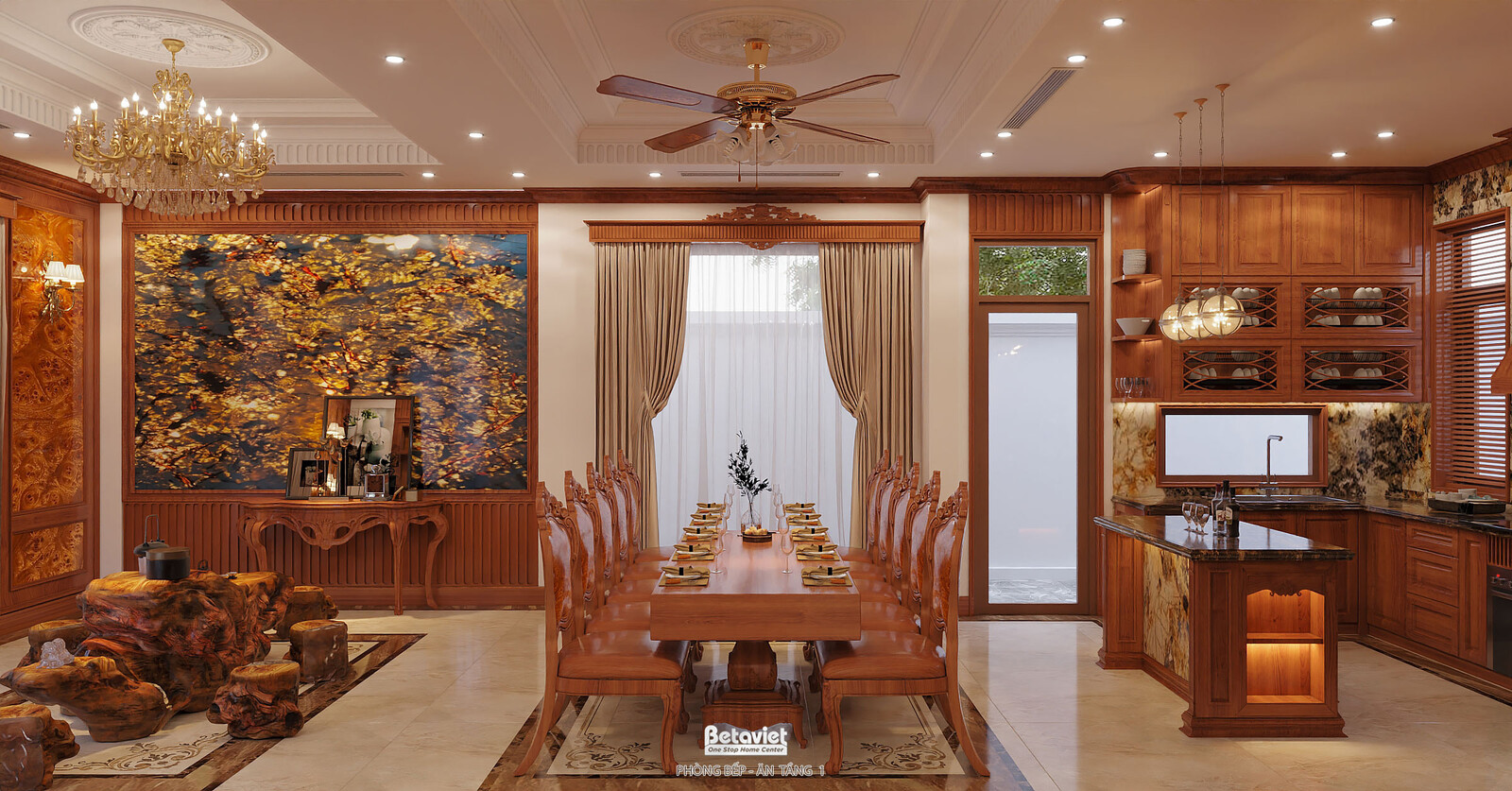Nội thất phòng ăn biệt thự tân cổ điển KT2009134 – góc nhìn 2