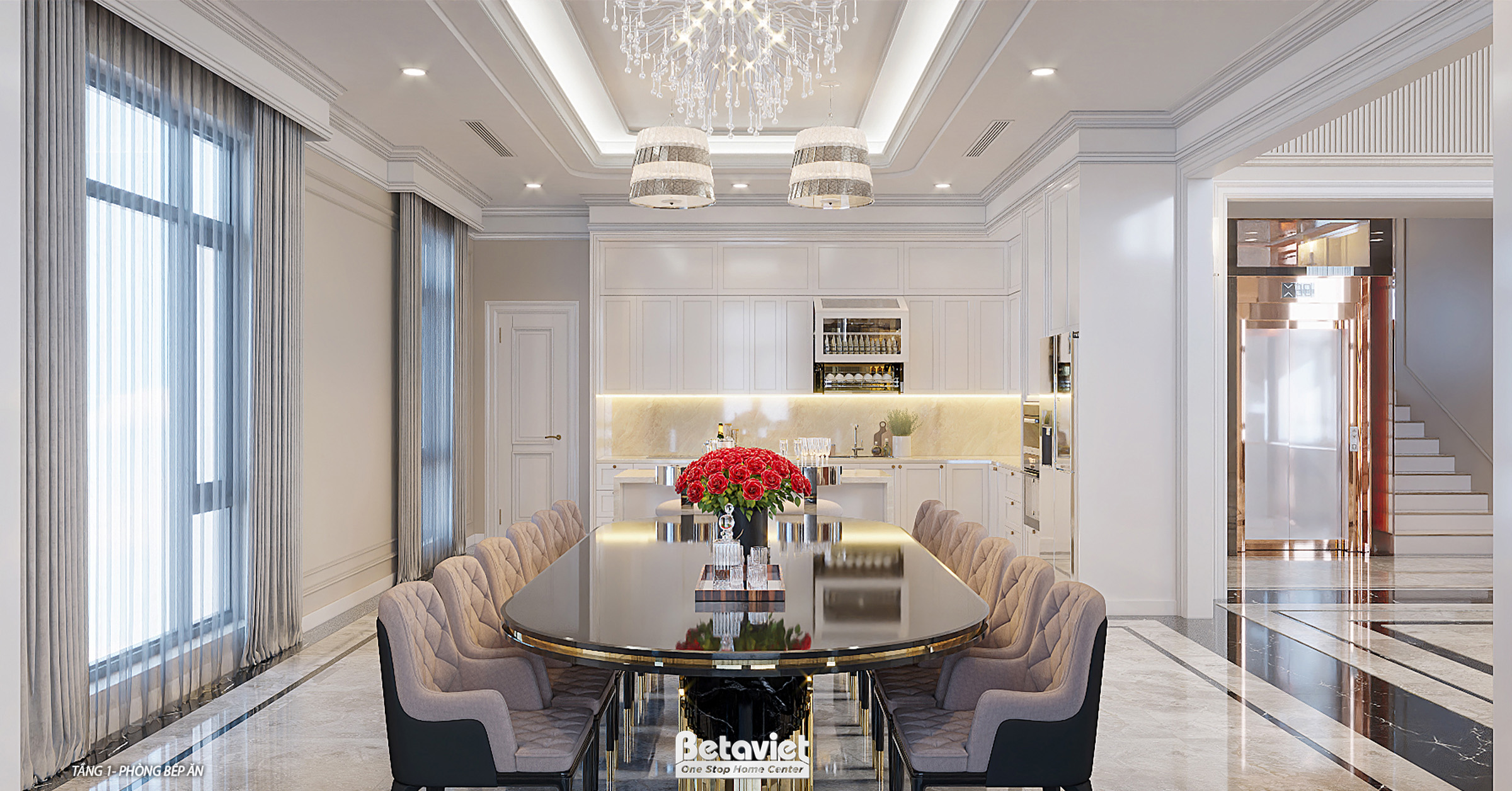 Thiết kế nội thất phòng bếp hiện đại luxury NT2009288