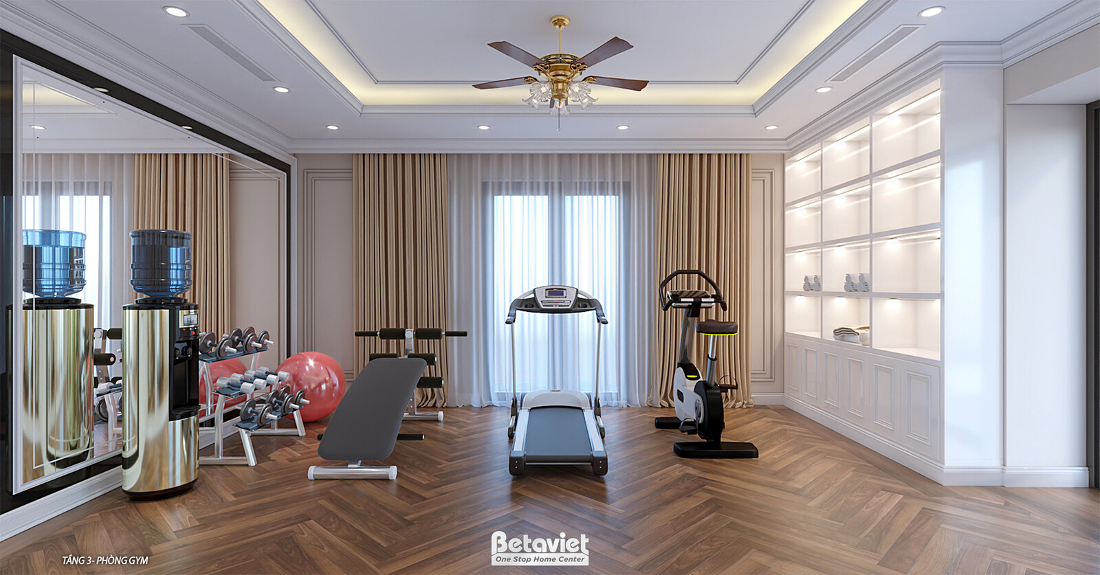 Nội thất phòng tập gym biệt thự hiện đại NT2009288 – góc nhìn tổng thể