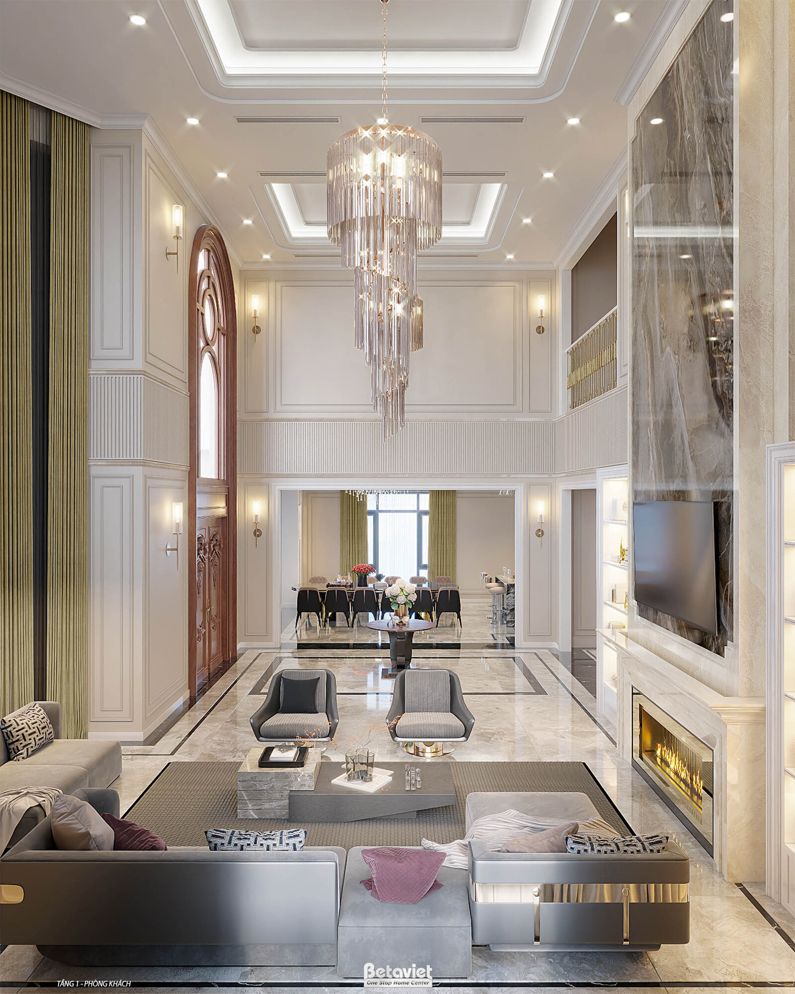 Nội thất phòng khách biệt thự hiện đại luxury NT2009288 – góc nhìn 2