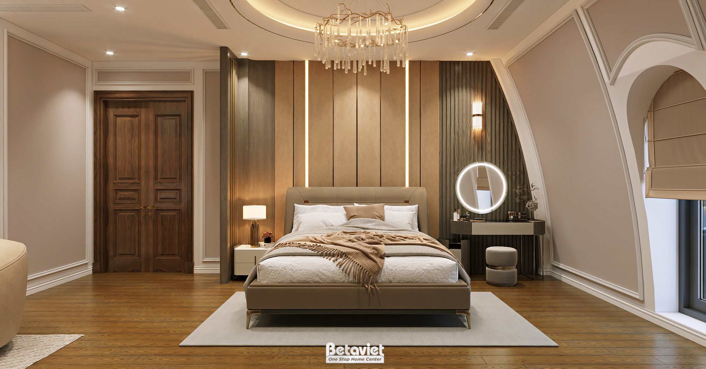 Thiết kế nội thất phòng ngủ Master hiện đại biệt thự NT2009419