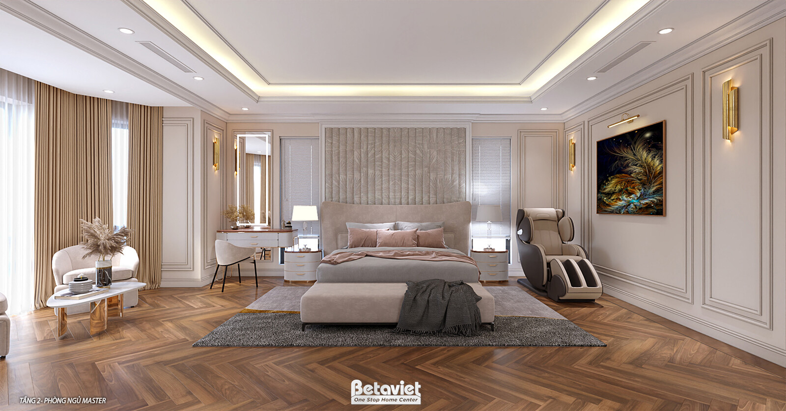 Nội thất phòng ngủ biệt thự hiện đại luxury NT2009288 – góc nhìn tổng thể