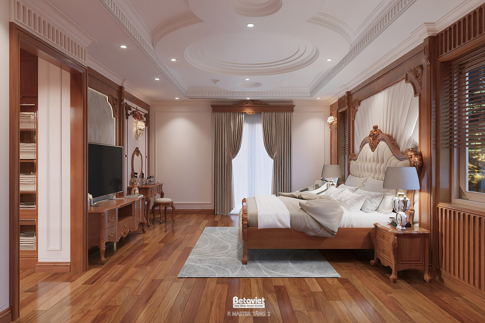 Nội thất phòng ngủ biệt thự tân cổ điển KT2009134 – góc nhìn 3