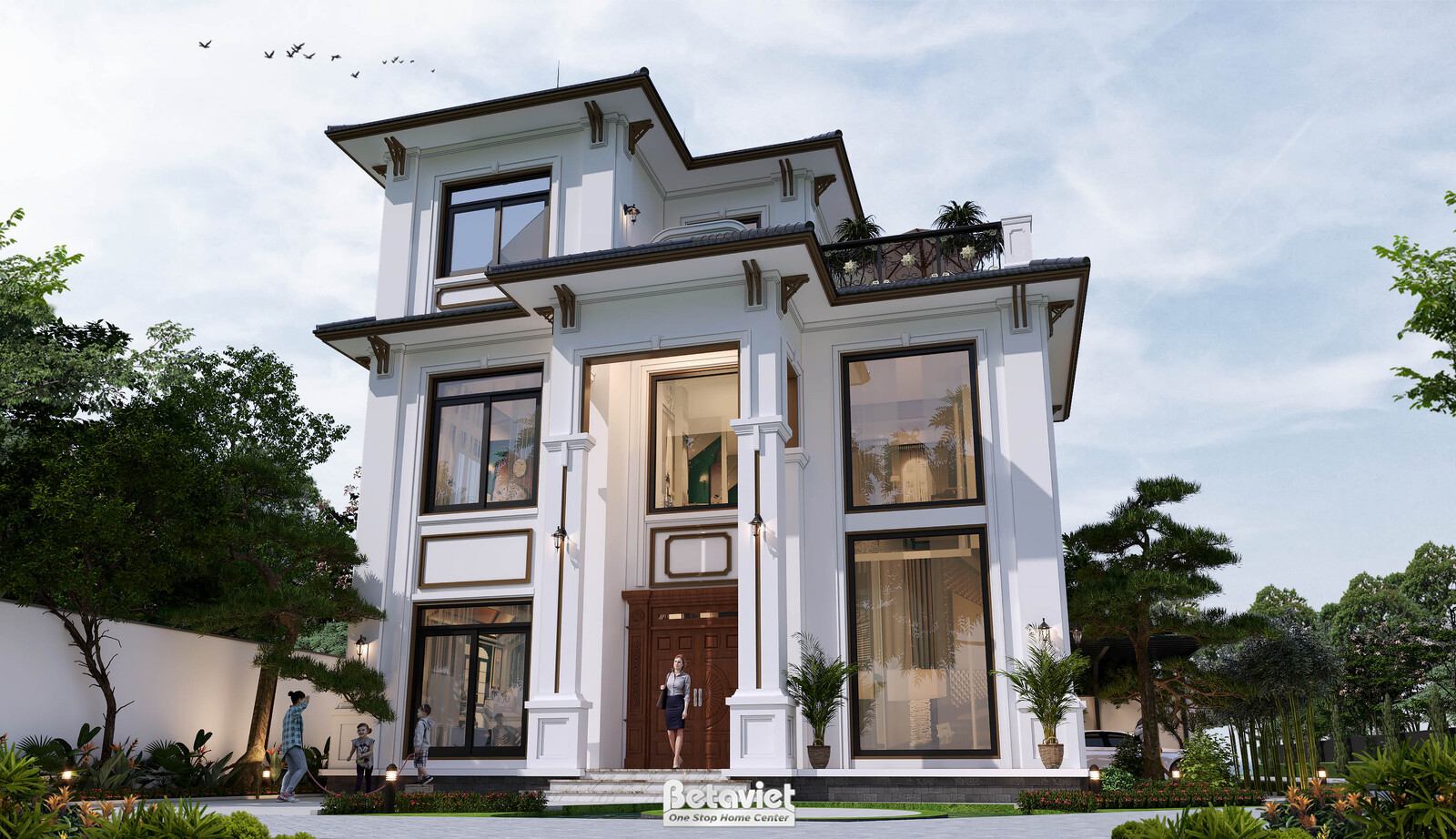 Biệt thự 3 tầng hiện đại KT9189453 – phối cảnh mặt tiền (3)