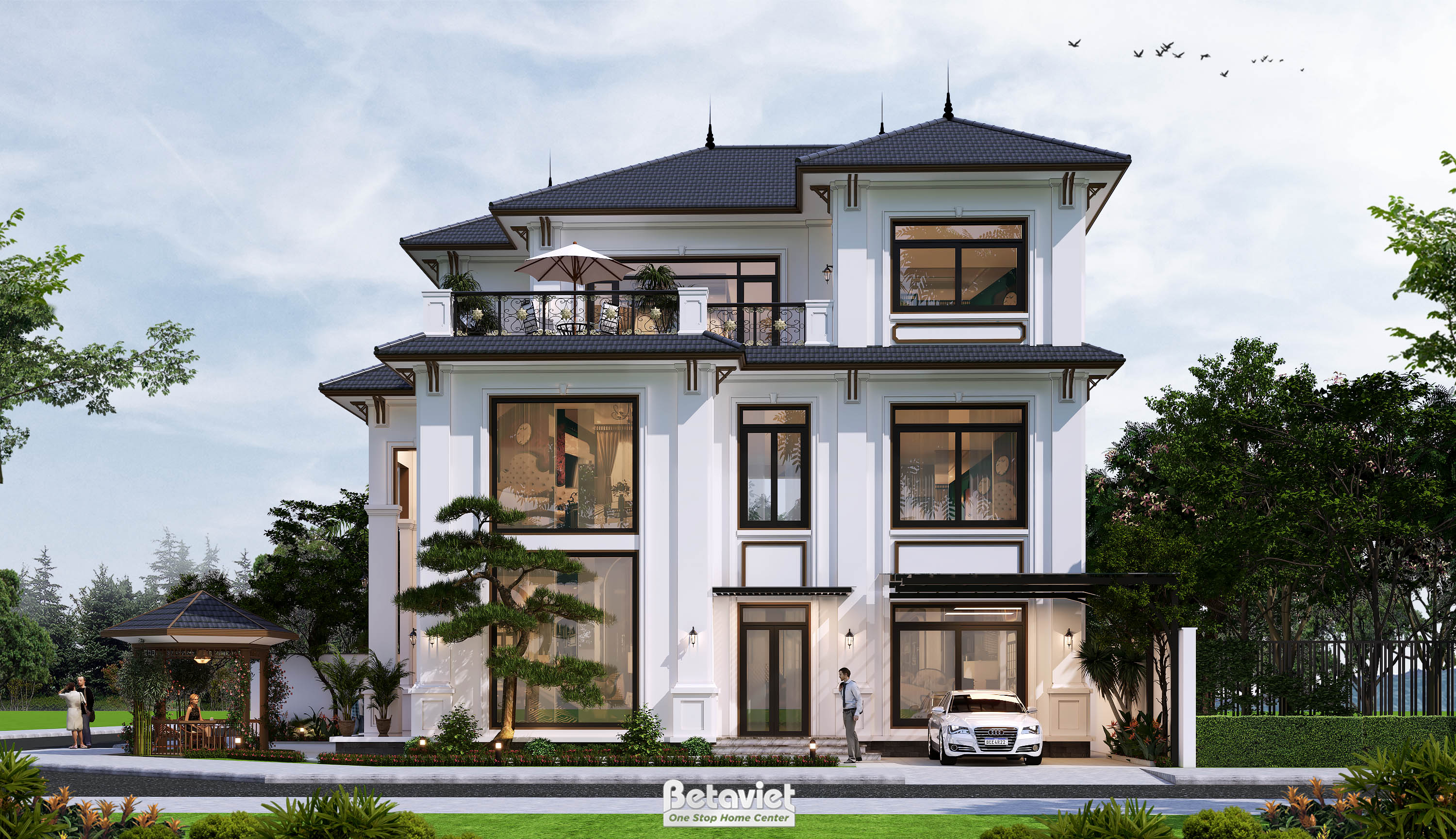 Thiết kế biệt thự phong cách hiện đại 3 tầng tại Bắc Ninh KT9189453