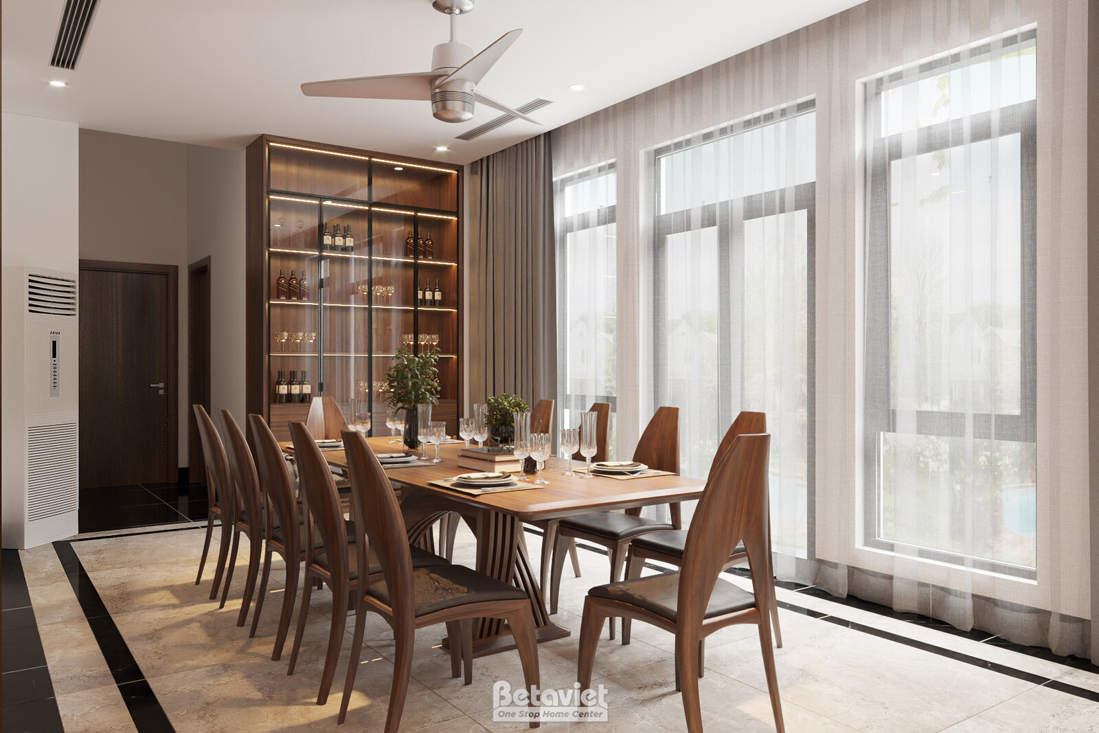 Nội thất phòng bếp biệt thự hiện đại gỗ NT2008871 – góc nhìn 2