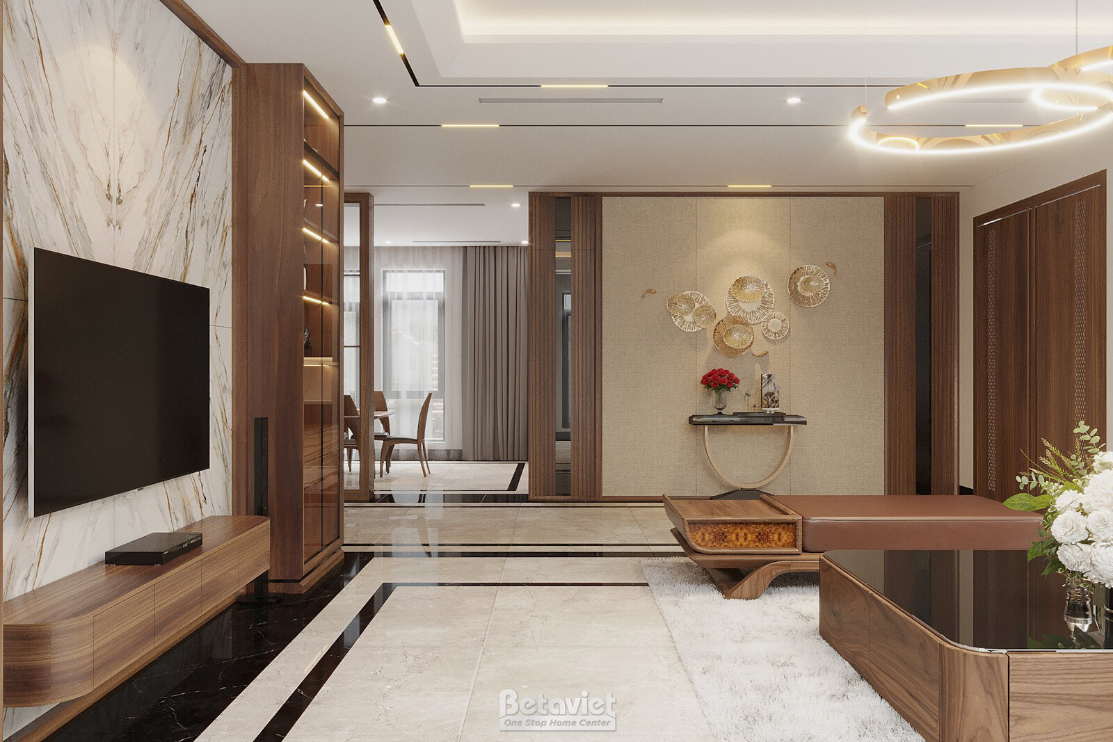 Nội thất phòng khách biệt thự hiện đại gỗ NT2008871 – góc nhìn 4