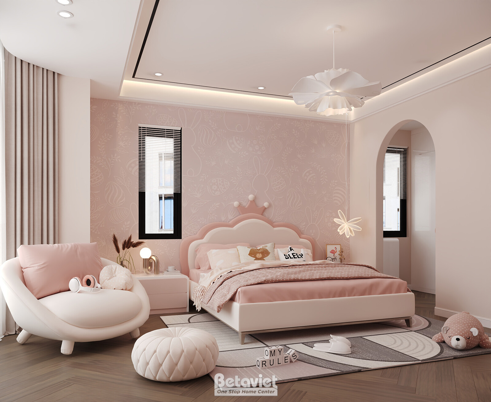 Nội thất phòng ngủ trẻ em biệt thự hiện đại NT2008871 – góc nhìn 2