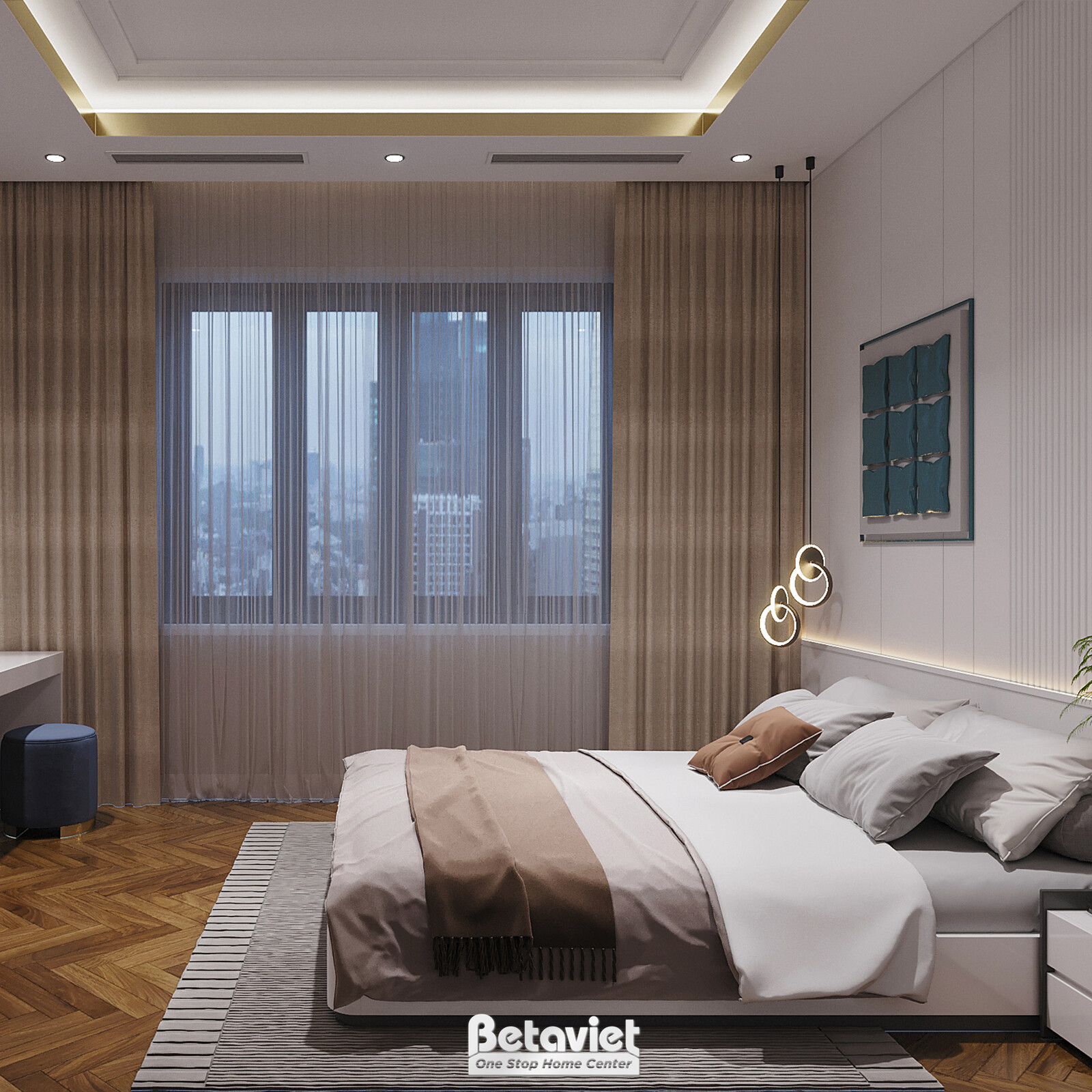 Nội thất phòng ngủ biệt thự hiện đại NT2009042 – góc nhìn 2