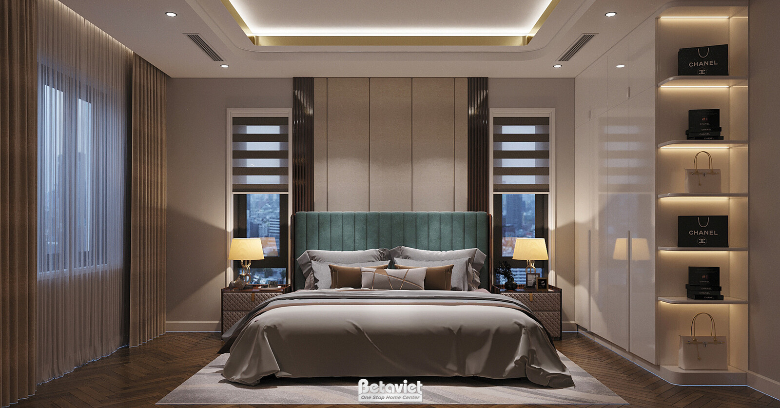 Nội thất phòng ngủ biệt thự hiện đại NT2009042 – góc nhìn tổng thể