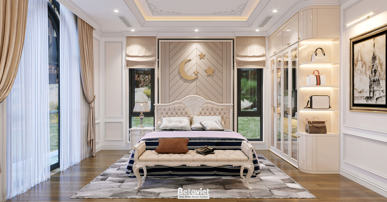 Nội thất phòng ngủ biệt thự tân cổ điển NT2002853 – góc nhìn 2