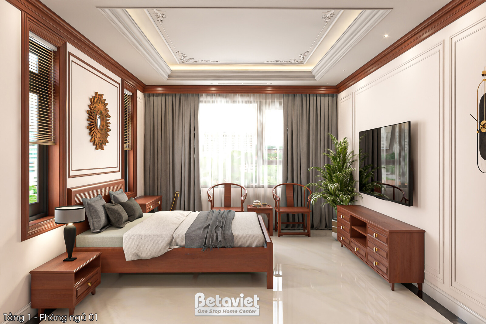 Nội thất phòng ngủ biệt thự hiện đại KT2009225 – góc nhìn 3