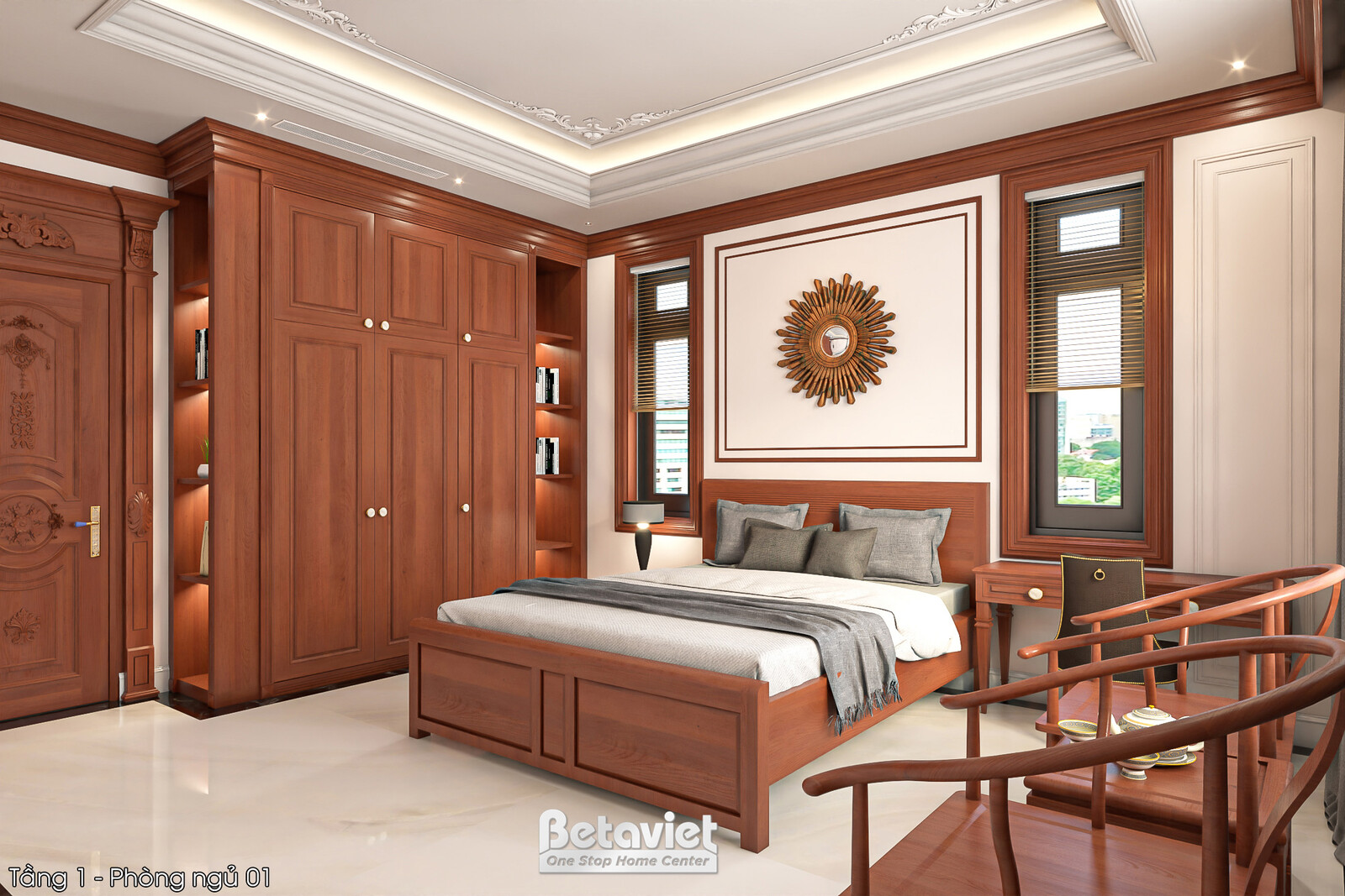 Nội thất phòng ngủ biệt thự hiện đại KT2009225 – góc nhìn 2