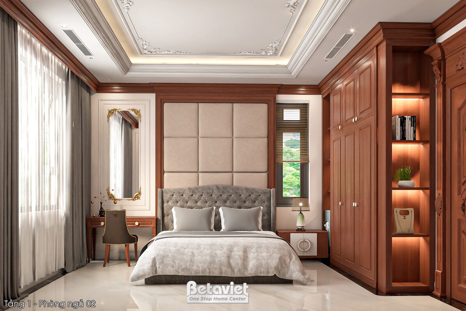 Nội thất phòng ngủ biệt thự hiện đại KT2009225 – góc nhìn tổng thể