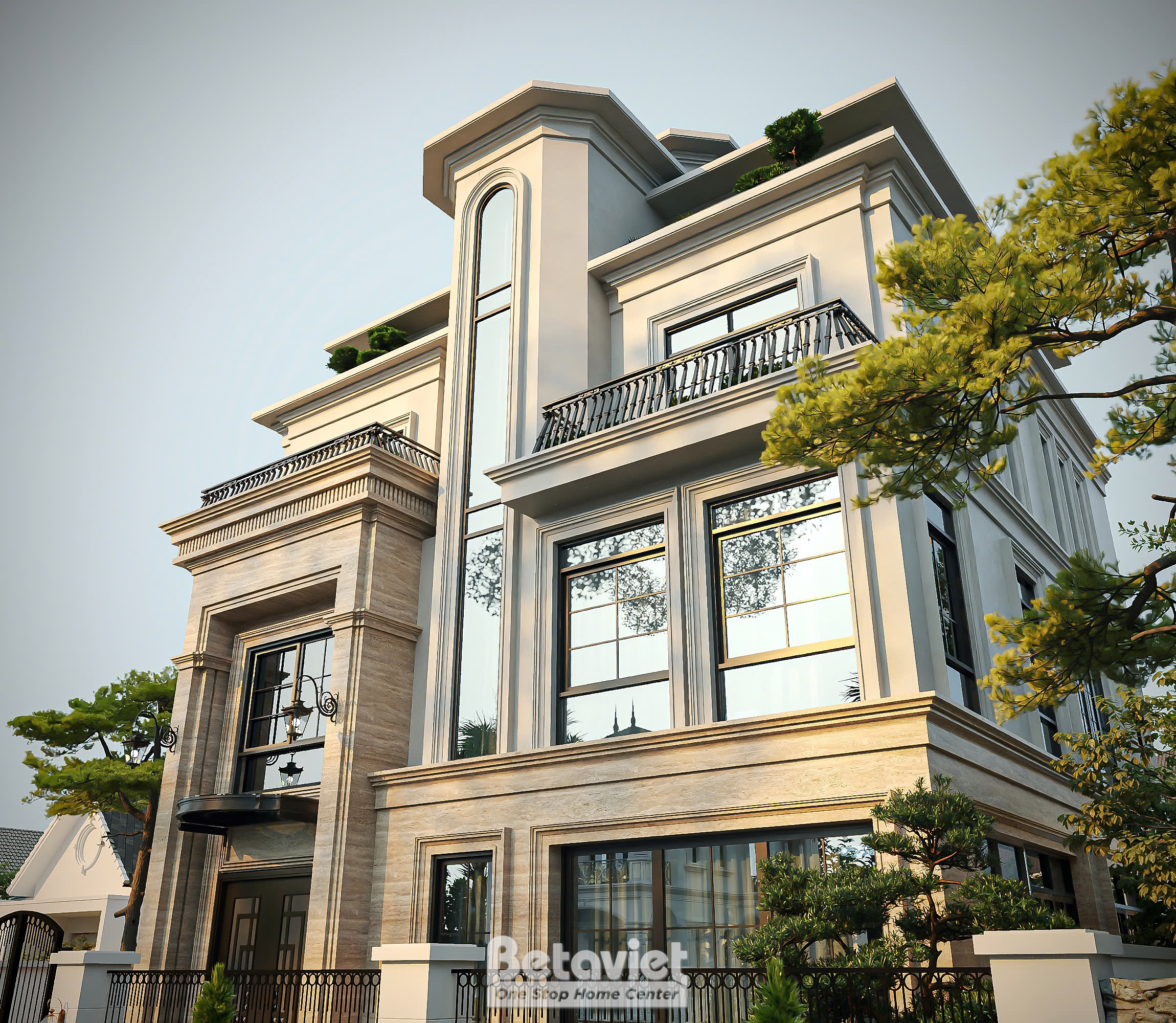 Chi tiết ban công sắt nghệ thuật biệt thự KT8181901 tại Hà Nội