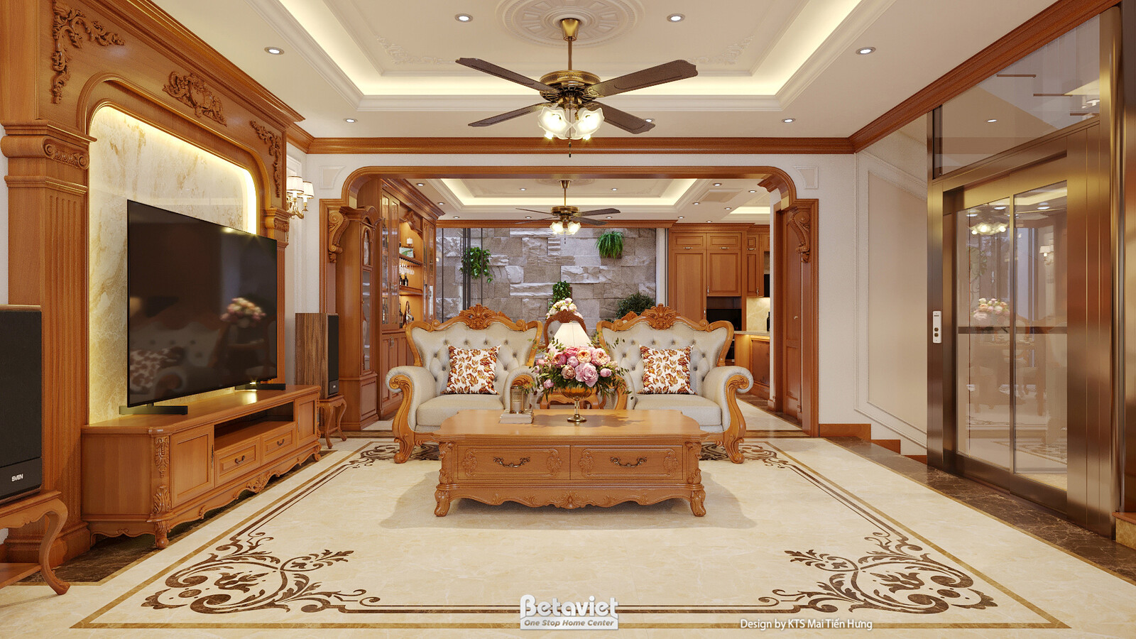 Nội thất phòng khách biệt thự tân cổ điển NT2009120 – góc nhìn 4