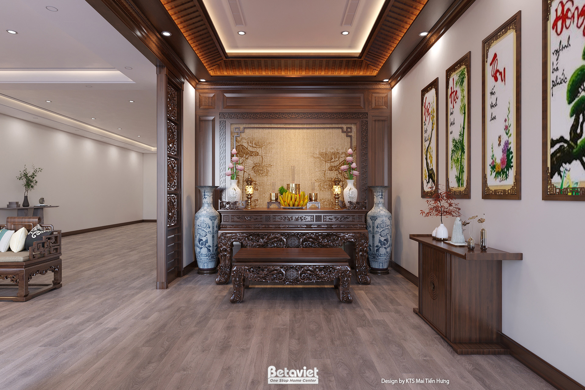 Mẫu thiết kế nội thất phòng thờ truyền thống NT2009120