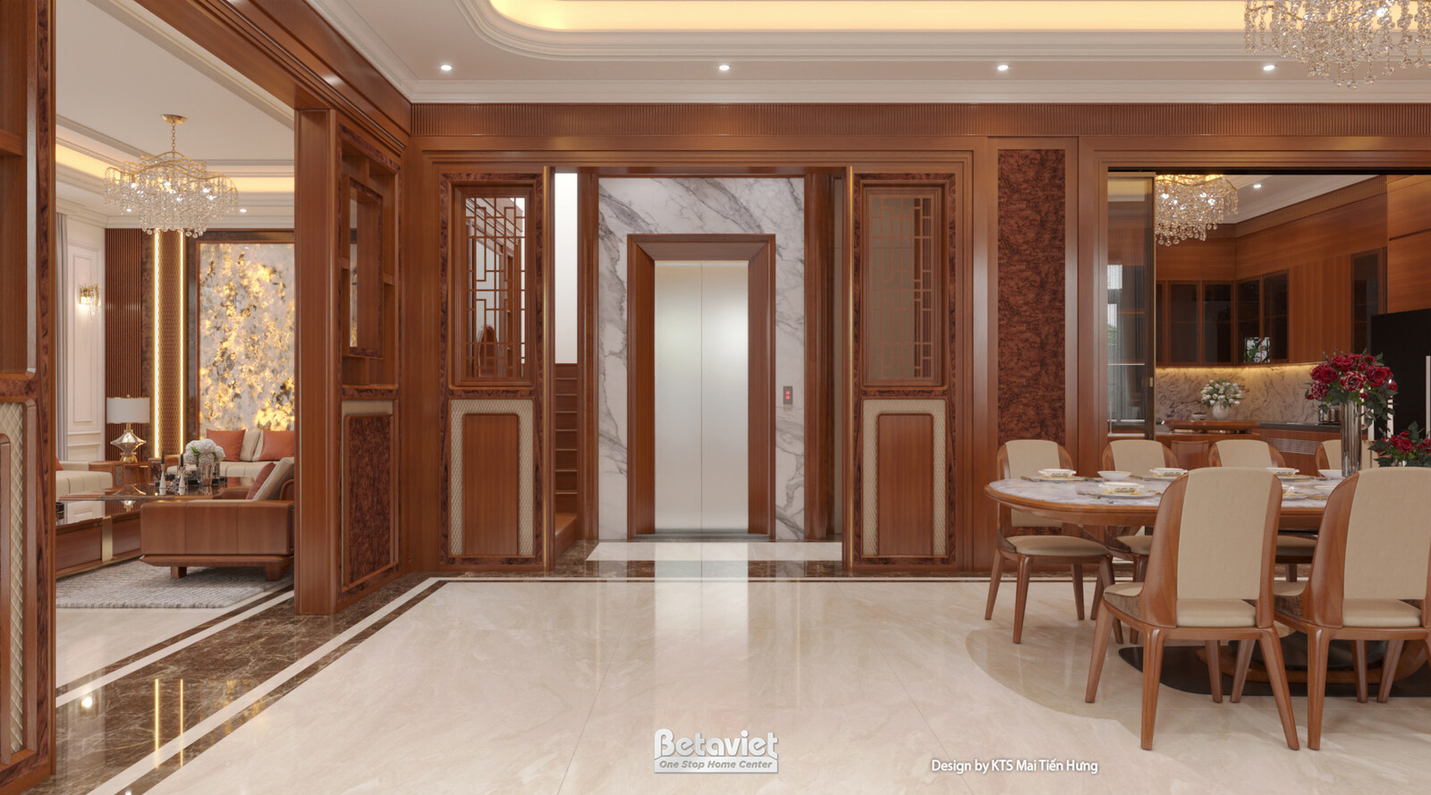Nội thất phòng ăn biệt thự hiện đại gỗ KT5501471 – góc nhìn 7