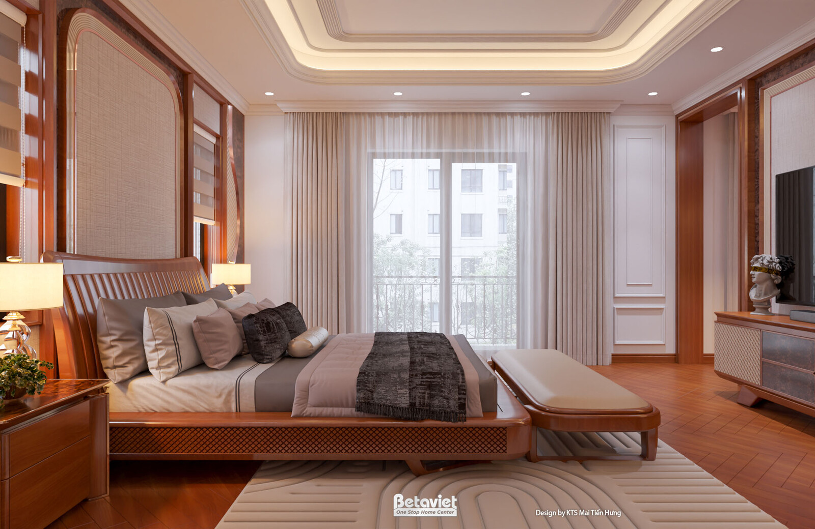 Nội thất phòng ngủ biệt thự hiện đại gỗ KT5501471 – góc nhìn 7