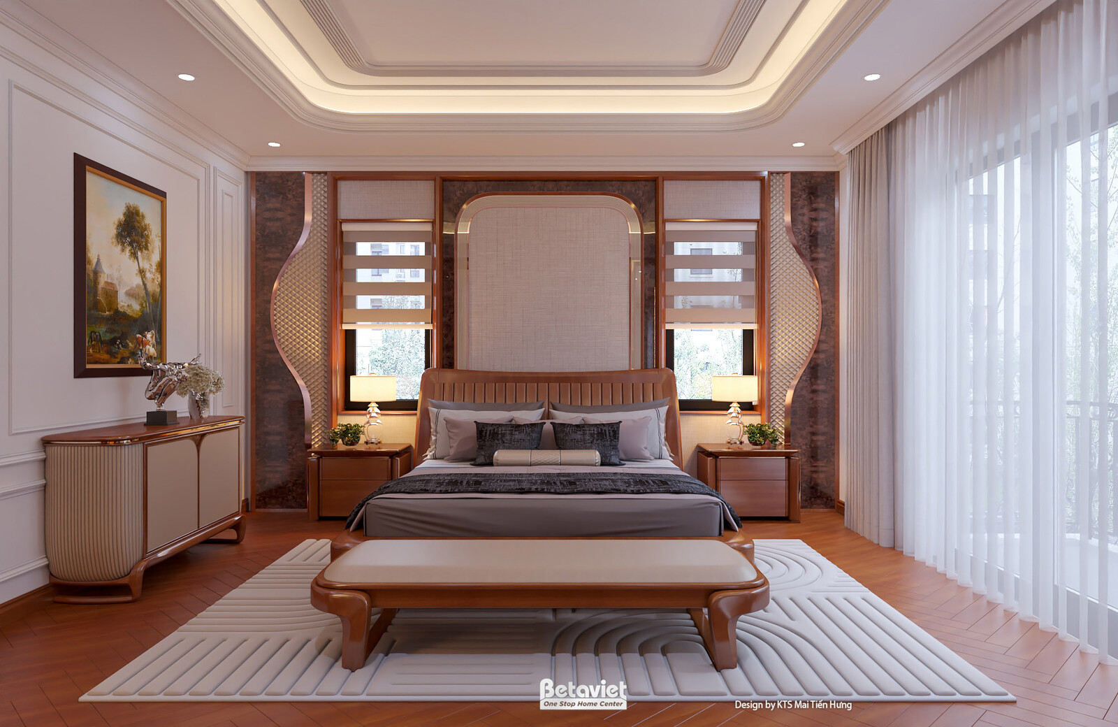 Nội thất phòng ngủ biệt thự hiện đại gỗ KT5501471 – góc nhìn 2