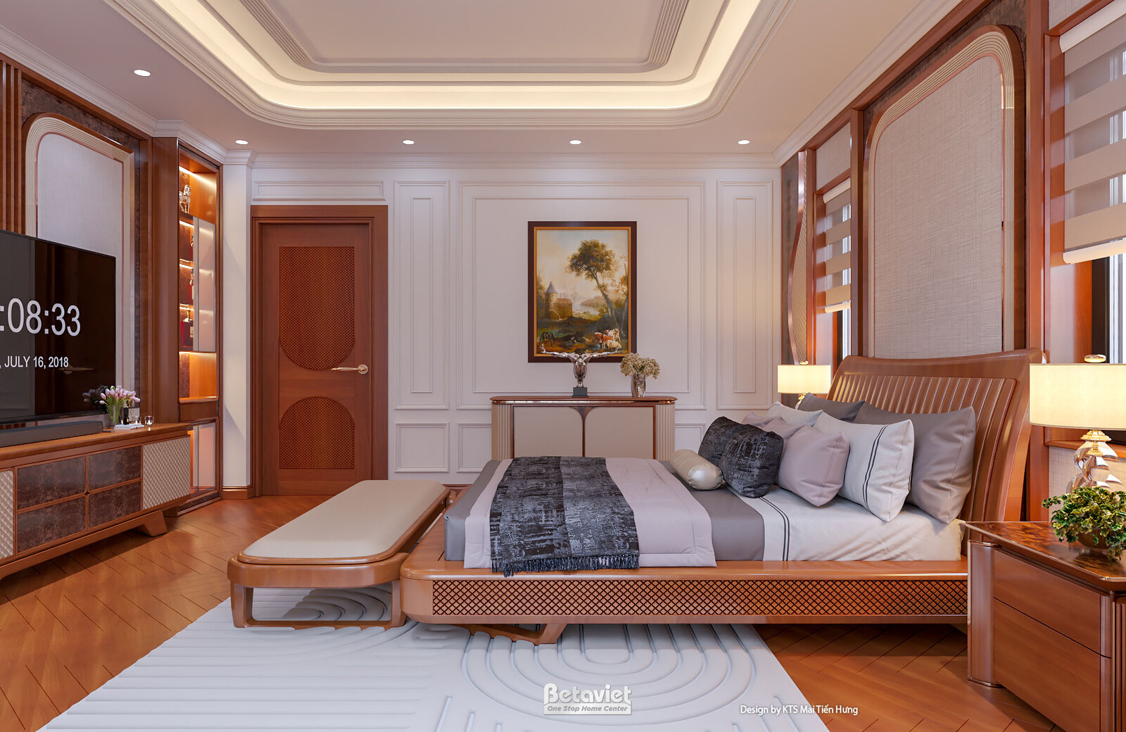 Nội thất phòng ngủ biệt thự hiện đại gỗ KT5501471 – góc nhìn 3
