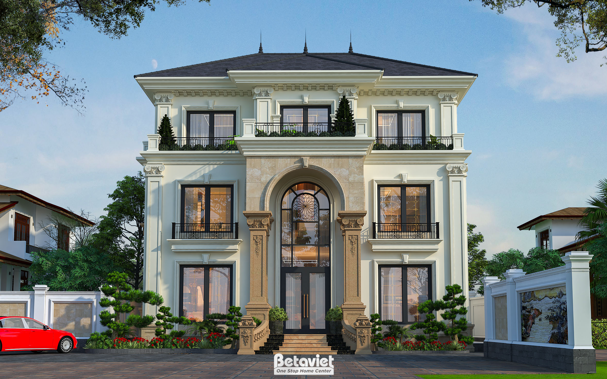 Thiết kế biệt thự 3 tầng tân cổ điển Vinhomes The Harmony KT9190101