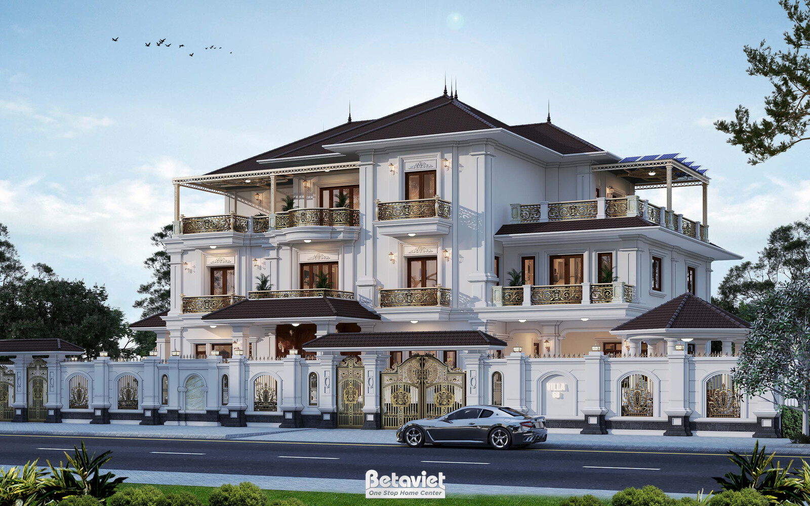 Dinh thự 3 tầng tân cổ điển KT2009585 – phối cảnh mặt tiền (3)