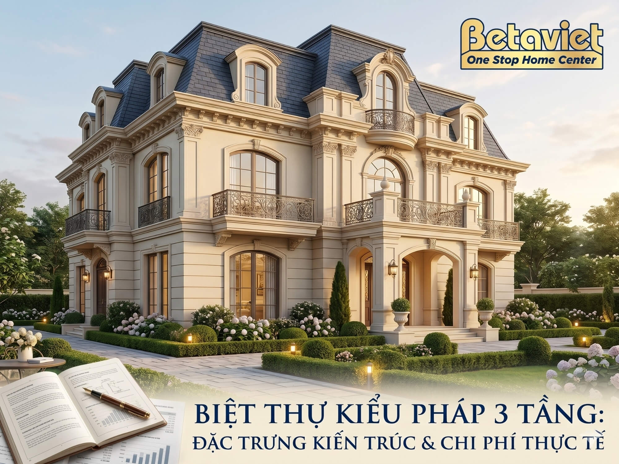 Biệt Thự Kiểu Pháp 3 Tầng: Đặc Trưng Kiến Trúc & Chi Phí Thực Tế 2026