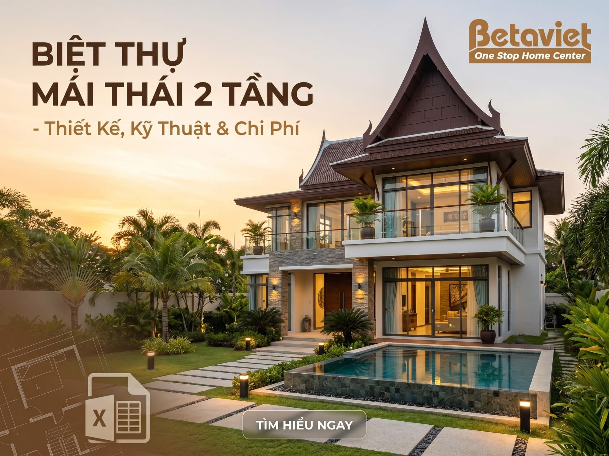 Biệt Thự Mái Thái 2 Tầng – Thiết Kế, Kỹ Thuật & Chi Phí 2026