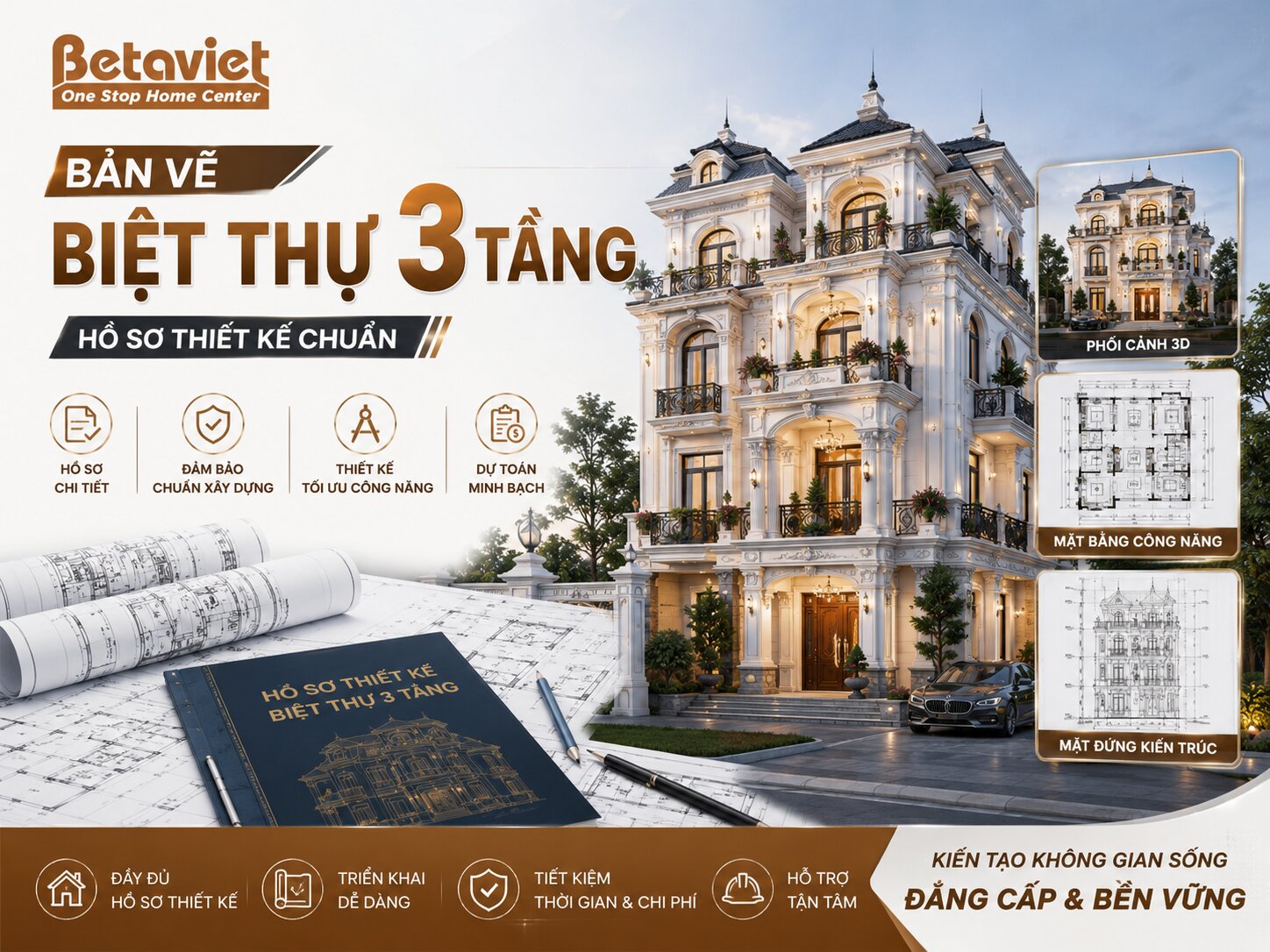 Bản Vẽ Biệt Thự 3 Tầng: Hồ Sơ Thiết Kế Chuẩn 2026