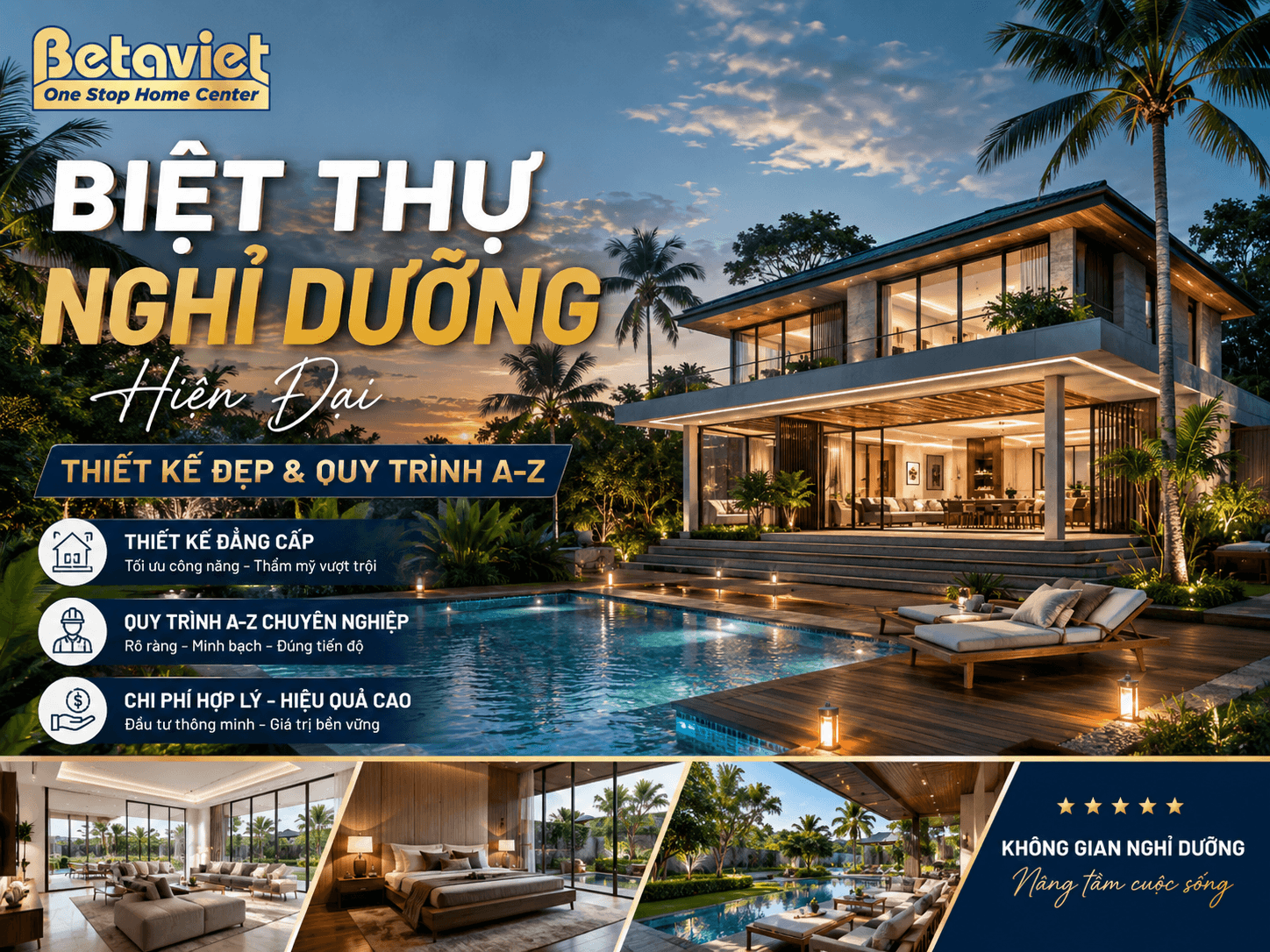 Biệt Thự Nghỉ Dưỡng Hiện Đại: Thiết Kế Đẹp & Quy Trình A-Z