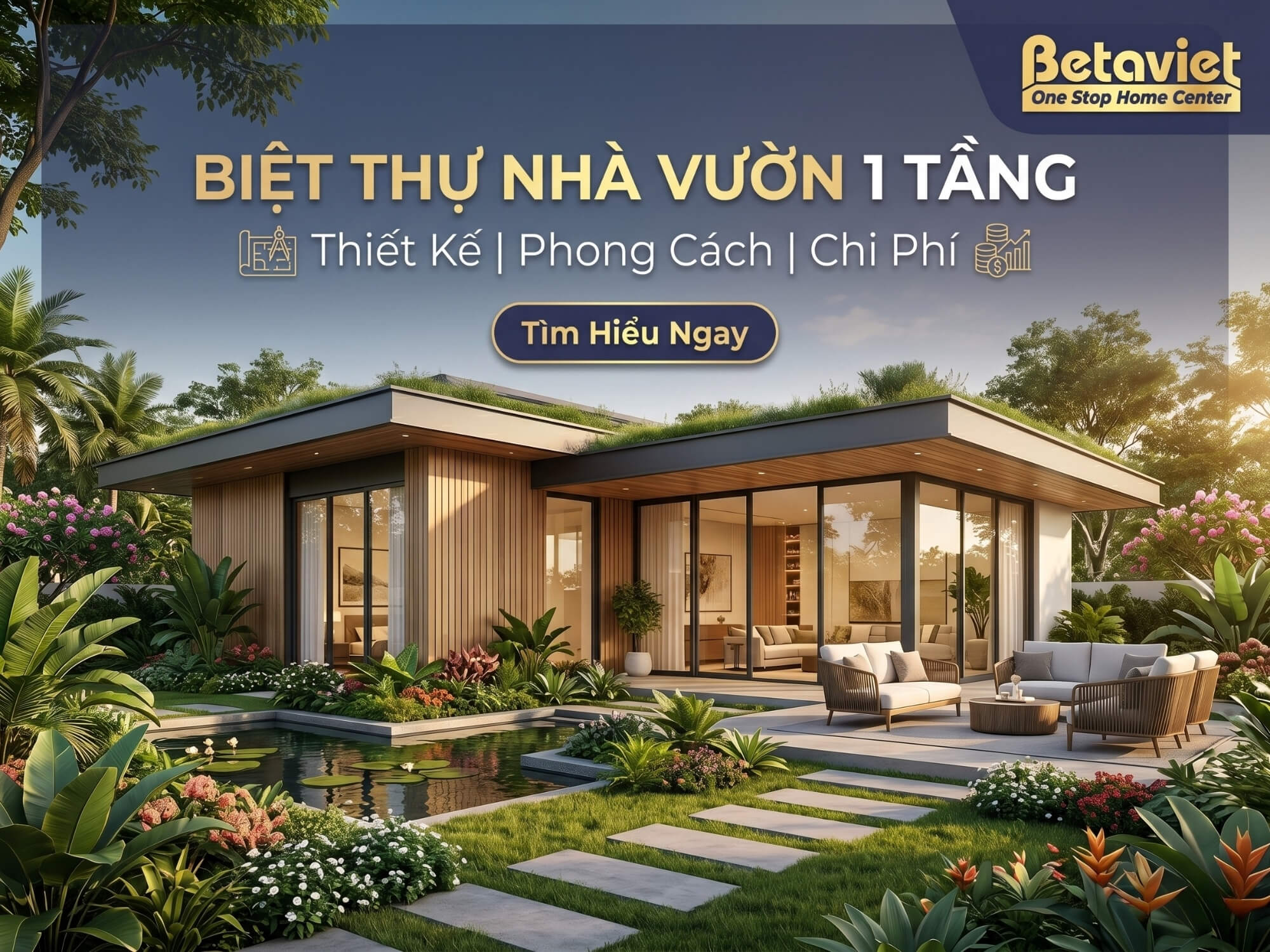 Biệt Thự Nhà Vườn 1 Tầng: Thiết Kế, Phong Cách & Chi Phí 2026