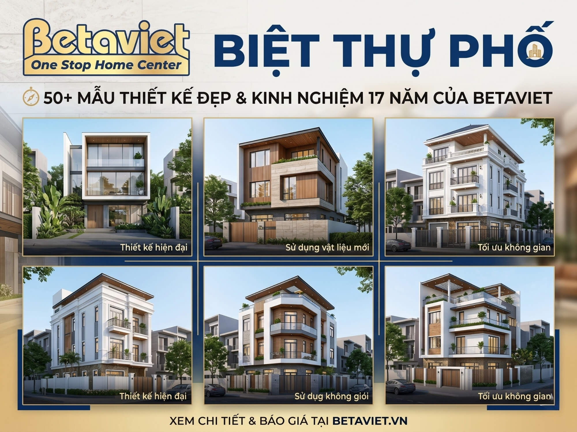 Biệt Thự Phố: 50+ Mẫu Thiết Kế Đẹp & Kinh Nghiệm 17 Năm Của Betaviet