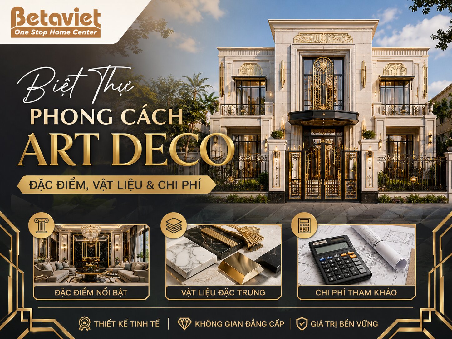 Biệt Thự Phong Cách Art Deco: Đặc Điểm, Vật Liệu & Chi Phí 2026
