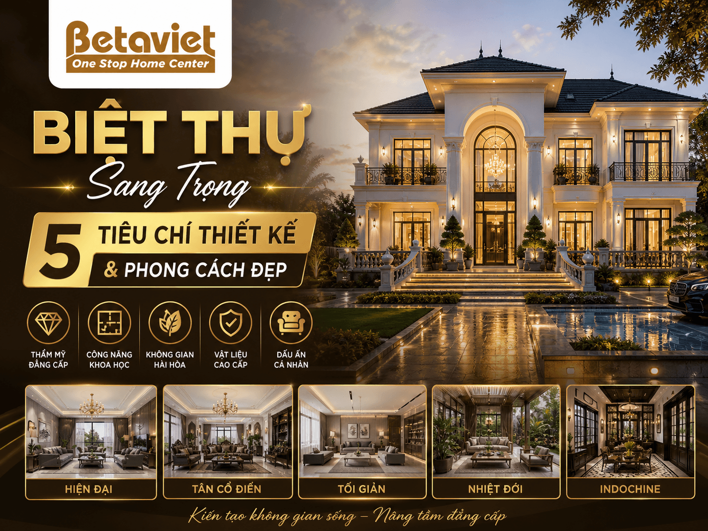 Biệt Thự Sang Trọng: 5 Tiêu Chí Thiết Kế & Phong Cách Đẹp